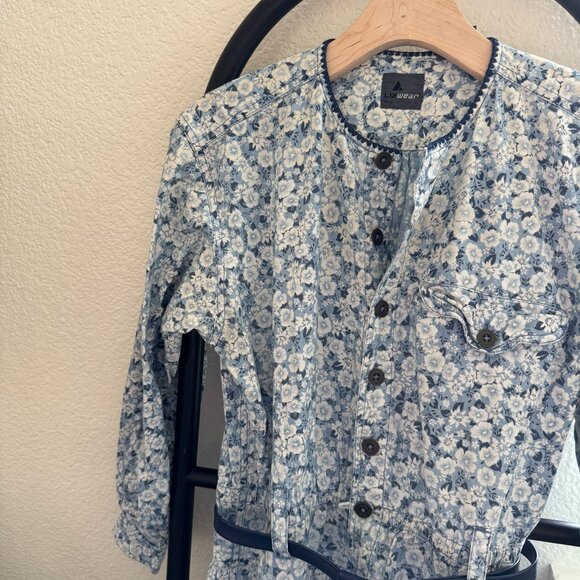 Vintage Liz Claiborne Blue Floral Peasant Long Sleeve Midi Dress Size Petite M - Picture 5 of 12